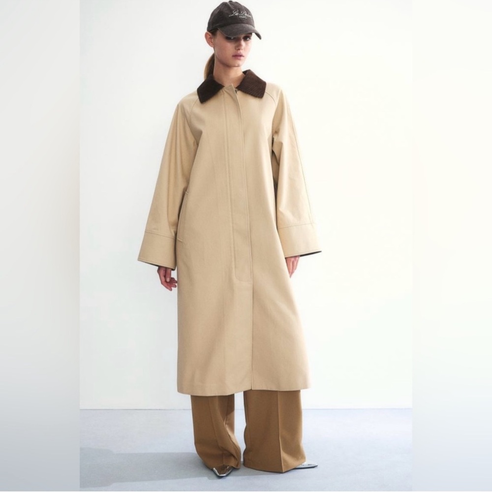 H&M Long Canvas Twill Chore Barn Jacket Tan Brown size XL - Picture 1 of 11